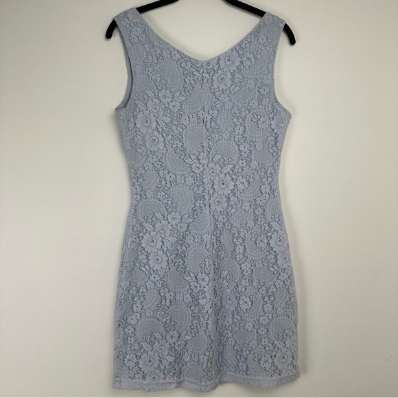 Vintage Women's Mini Dress 90's Size Medium Blue Lace Y2K Lined Coquette Floral - Picture 2 of 8